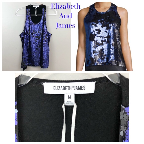 Elizabeth and James Blue and Black Sequin Tank Top - Picture 4 of 10